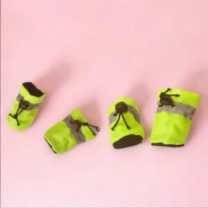 100% Polyester Warm Comfortable Water Resistance Pet Boots/Shoes for Dogs & Cats (Neon Green, Small)
