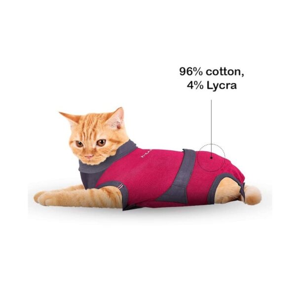 MAXX Cat Post Surgery Suit  Breathable Cat Onesie Surgical Recovery Suit for Wounds  E-Collar Alternative (S, Pink Grey)
