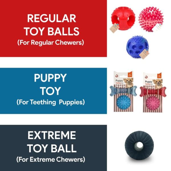 Goofy Tails Hard Squeaky Rubber Chew Ball (Blue/Green) Dog Toy