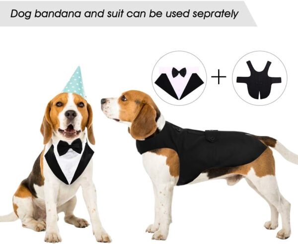 Puptail cotton Dog Suit or Dog Tuxedo and Bandana Set, Dogs Wedding Party Suit, Dog Wedding Bow Tie Shirt Formal Dog Weeding Attire Large and Medium Dogs Golden Retriever, Labrador (Large, 1 count)