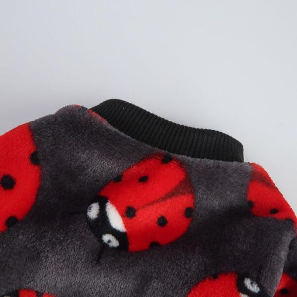 KUTKUT Dog Pajamas Coat Cat Pjsjumpsuit Soft Velvet Doggie Jumpers Onesies Jammies Fleece Cat Apparel Pet Clothes Warm Flannel Cold Weather Puppy Small Dogs Rompers (Cutebees Size: L),Red,1 Count