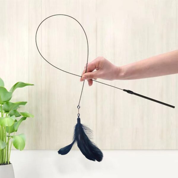 Cat Toys Cat Teaser Wand with Suction Cup Design Cat Teaser Toy with Feather Teaser Toy, Cat Toy Interactive Cat Toy Wand Kitten Toys for Indoor Cats