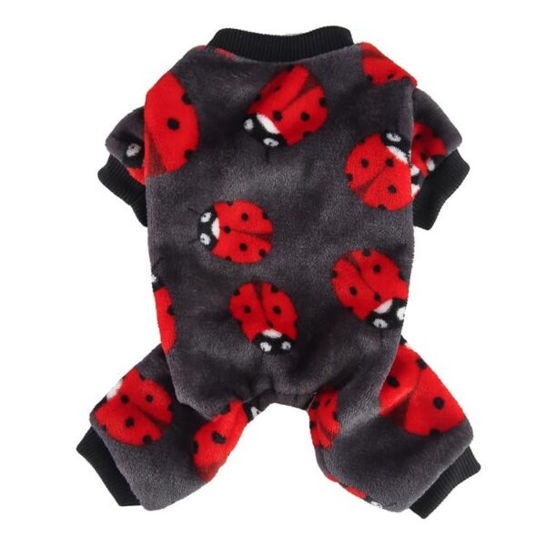 KUTKUT Dog Pajamas Coat Cat Pjsjumpsuit Soft Velvet Doggie Jumpers Onesies Jammies Fleece Cat Apparel Pet Clothes Warm Flannel Cold Weather Puppy Small Dogs Rompers (Cutebees Size: L),Red,1 Count