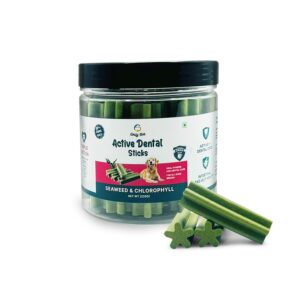 Goofy Tails Active Dental Sticks, Dog Treats Vegetarian, Dental Sticks for Dogs, Chew Sticks for Dogs, Dog Treats for Adult Dog and Puppies, Dog Chew Stick (Seaweed, 220g) (Pack of 1)