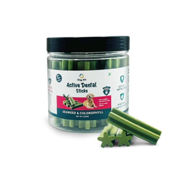 Goofy Tails Active Dental Sticks, Dog Treats Vegetarian, Dental Sticks for Dogs, Chew Sticks for Dogs, Dog Treats for Adult Dog and Puppies, Dog Chew Stick (Seaweed, 220g) (Pack of 1)