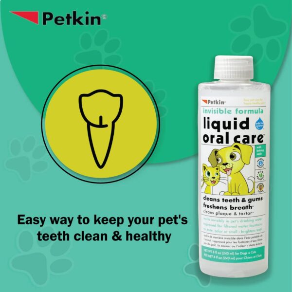 Petkin Pet Liquid Oral Care Invisible Formula Oral Care for Dogs, Easy-to-Use, Removes Plaque and Tartar Also Freshen Up Breath, Keep Your Pet Mouth Clean and Fresh, Tastes Great 240 ml