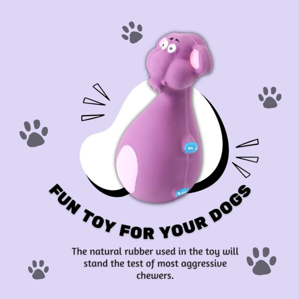 Foodie Puppies Natural Latex Rubber Squeaky Chew Toy – (Purple Elephant, 13cm), Suitable for Puppy, X-Small to Small Dogs | Durable, Animal Design, Fetch & Chew Toy