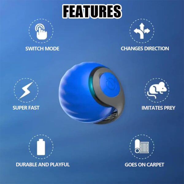 Speedy Tail 2.0, Speedy Tail Cat Toy, 2025 New Generation Interactive Cat Toy, Automatic Moving Cat Toy Ball with Tail, Smart Interactive Cat Toy Ball, Two Speed Adjustment(Blue)