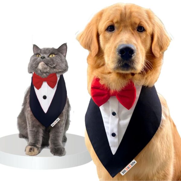 Tuxedo Bandana for Dogs (XL, Black)
