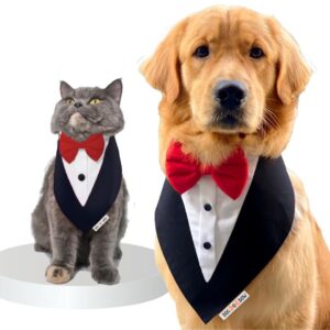 Dog-O-Bow Tuxedo Bandana for Dogs (L, Black)
