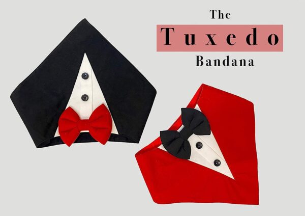 Dog-O-Bow Tuxedo Bandana for Dogs (L, Black)
