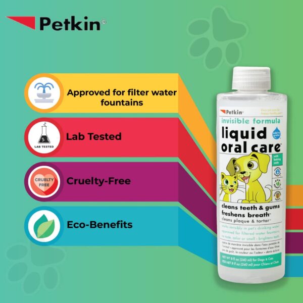 Petkin Pet Liquid Oral Care Invisible Formula Oral Care for Dogs, Easy-to-Use, Removes Plaque and Tartar Also Freshen Up Breath, Keep Your Pet Mouth Clean and Fresh, Tastes Great 240 ml