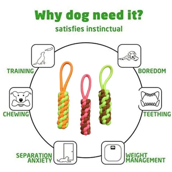 Tail Dog Toys + Dog Chew Toys + Puppy Teething Toys + Rope Dog Toy + Dog Toys for Small to Medium Dog Toys + Dog Toy Pack + Tug Toy + Dog Toy Set + Washable Cotton Rope for Dogs (Pack of 12)
