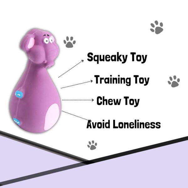 Foodie Puppies Natural Latex Rubber Squeaky Chew Toy – (Purple Elephant, 13cm), Suitable for Puppy, X-Small to Small Dogs | Durable, Animal Design, Fetch & Chew Toy