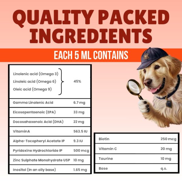 Humane & Hound Velvet Skin & Coat Tonic with Omega 3 6 9 for Dogs & Cats (300 ML)