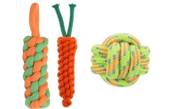 Tail Dog Toys + Dog Chew Toys + Puppy Teething Toys + Rope Dog Toy + Dog Toys for Small to Medium Dog Toys + Dog Toy Pack + Tug Toy + Dog Toy Set + Washable Cotton Rope for Dogs (Pack of 12)