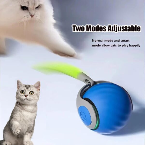 Speedy Tail 2.0, Speedy Tail Cat Toy, 2025 New Generation Interactive Cat Toy, Automatic Moving Cat Toy Ball with Tail, Smart Interactive Cat Toy Ball, Two Speed Adjustment(Blue)