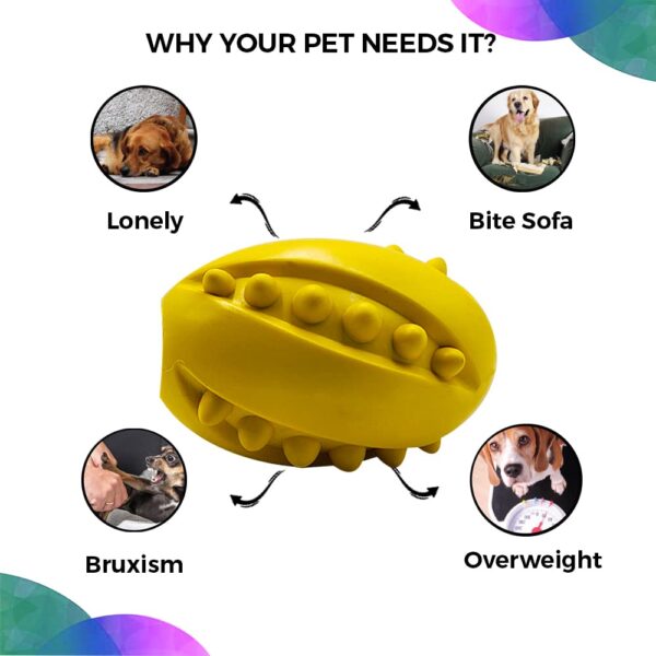 Goofy Tails Dog Ball Dog Toys | Rubber Studded Rugby Ball for Dogs| Non-Toxic Chew Toys for Dogs | Yellow Rugby Ball for Dog | Dog Toy for All Breeds| Ideal Dog Balls for Medium and Large Dogs