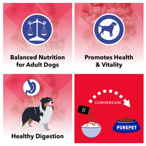 PUREPET Meat and Rice Adult Dog Pellet Food, 10kg