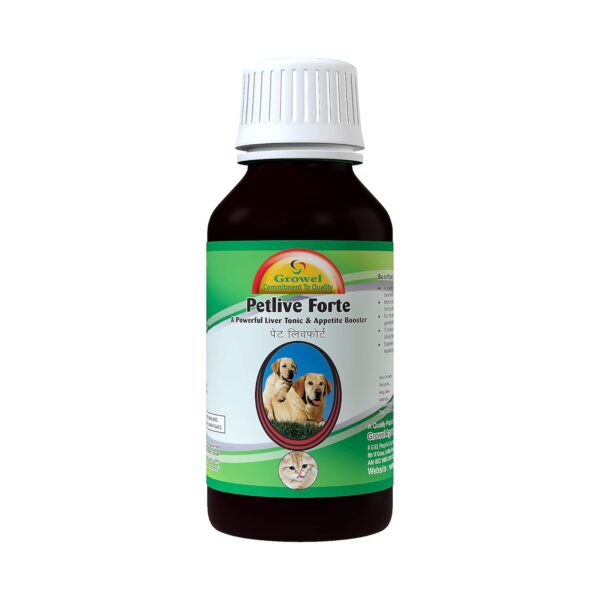 Growel Petlive Forte: A Powerful Liver Tonic for Digestion, Appetite, Growth and Food Intake for Dogs and Cats  100 ml.