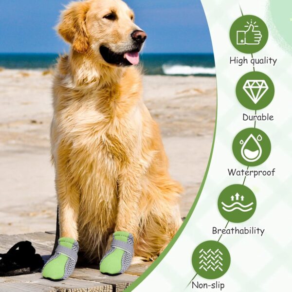 TecoKart 4 Pcs Dog Shoes Waterproof – Dog Boots Paw Protector, Breathable Dog Boots for Hot Weather, Anti-Slip Sole Dog Boots and Paw Protector Dog Booties for Small Dogs (4.8 * 5.9cm)
