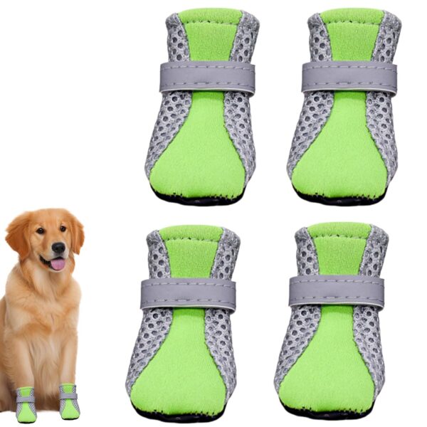 TecoKart 4 Pcs Dog Shoes Waterproof - Dog Boots Paw Protector, Breathable Dog Boots for Hot Weather, Anti-Slip Sole Dog Boots and Paw Protector Dog Booties for Small Dogs (4.8 * 5.9cm)