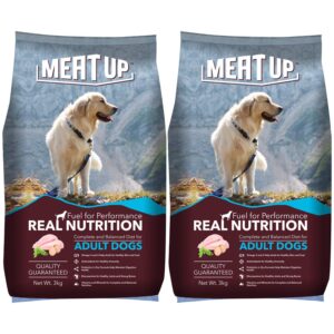 Meat Up Dry Adult Dog Food, Chicken Flavour, 3 KG (Buy 1 Get 1 Free)