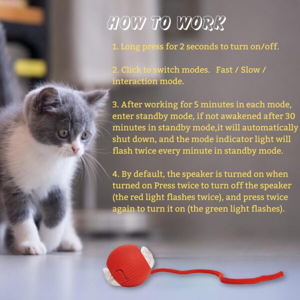 PLLCJB Interactive Rolling Dog Ball, 2025 New Electric Cat Toy,360 Smart Automatic Rolling Pet Ball, Fast Moving Toy for Dog and Cat