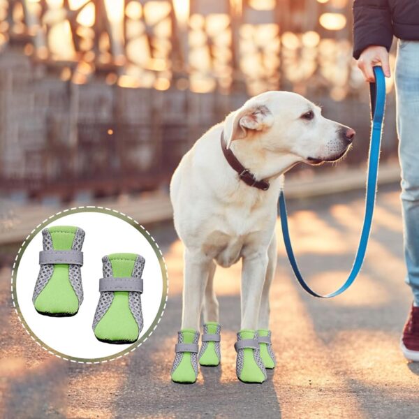 TecoKart 4 Pcs Dog Shoes Waterproof – Dog Boots Paw Protector, Breathable Dog Boots for Hot Weather, Anti-Slip Sole Dog Boots and Paw Protector Dog Booties for Small Dogs (4.8 * 5.9cm)