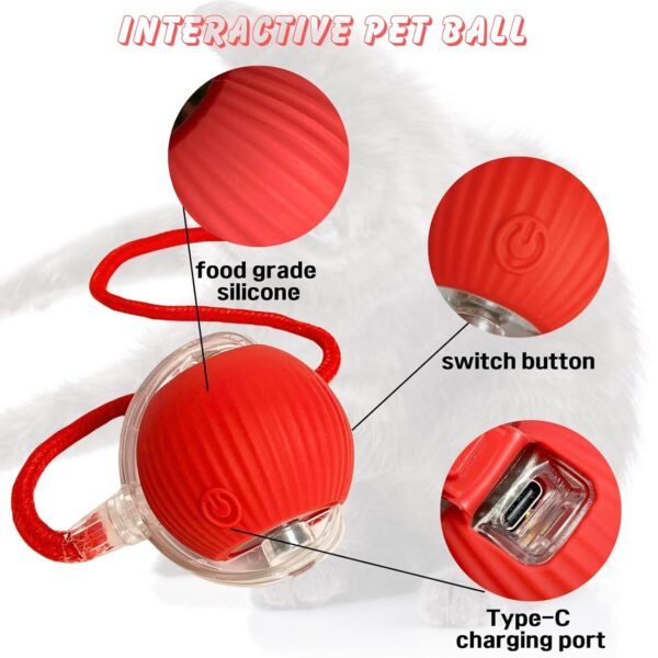 PLLCJB Interactive Rolling Dog Ball, 2025 New Electric Cat Toy,360 Smart Automatic Rolling Pet Ball, Fast Moving Toy for Dog and Cat