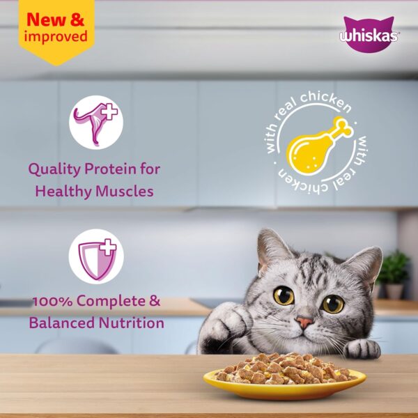 Whiskas Adult (1+ Years) Wet Cat Food, Chicken in Gravy, 80 g, Pack of 14, Hydrating Food Made With Real Chicken, 100% Complete & Balanced Nutrition for Adult Cats