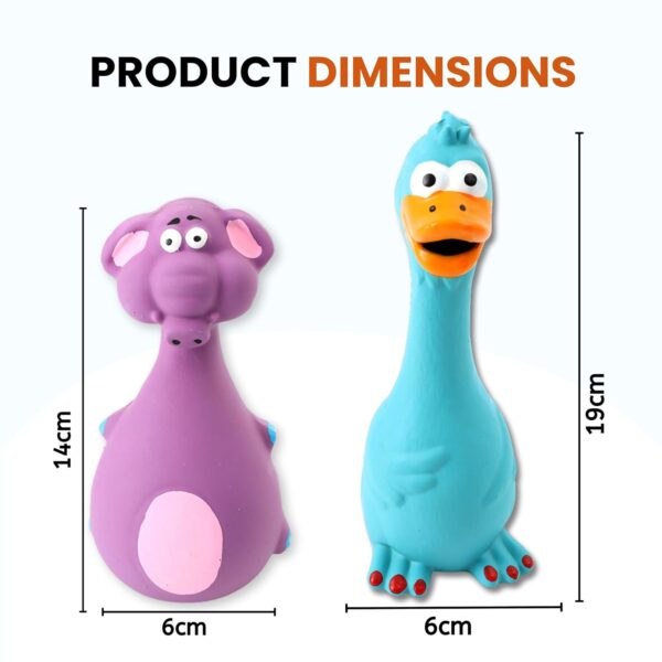 Foodie Puppies Latex Squeaky Dog Toys Combo – (Purple Elephant and Blue Duck) Animal Design, Fetch & Chew Safe Play Toy | Suitable for Cats, Kitten, Small to Medium Dogs & Puppies