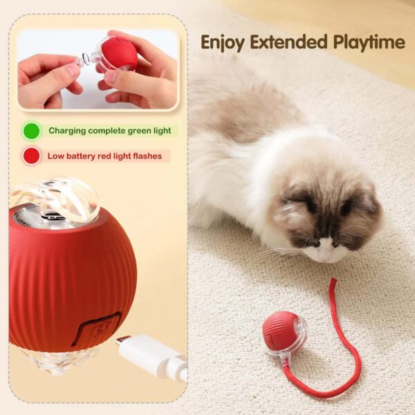 Interactive Cat Ball Toy, 2024 New Automatic Moving Dog Cat Balls, Premium Smart Self Rolling Cat Ball Kitty Toys USB Rechargeable, Cat Enrichment Toys for Bored Indoor Cats Dogs