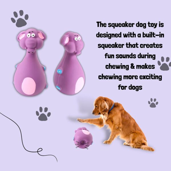 Foodie Puppies Natural Latex Rubber Squeaky Chew Toy – (Purple Elephant, 13cm), Suitable for Puppy, X-Small to Small Dogs | Durable, Animal Design, Fetch & Chew Toy