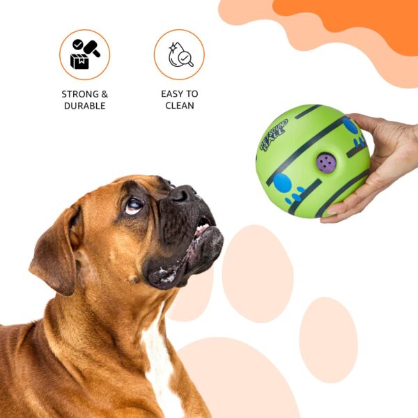 amazon basics Interactive Sound Ball Toy for Dogs and Puppies| Fun Squeaky Sounds | Pet-Safe Materials| Suitable for All Dog Breeds | Size – Large