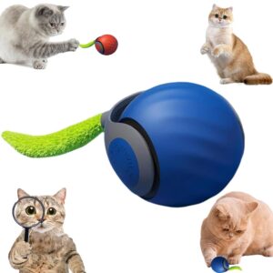 Speedy Tail 2.0, Speedy Tail Cat Toy, 2025 New Generation Interactive Cat Toy, Automatic Moving Cat Toy Ball with Tail, Smart Interactive Cat Toy Ball, Two Speed Adjustment(Blue)