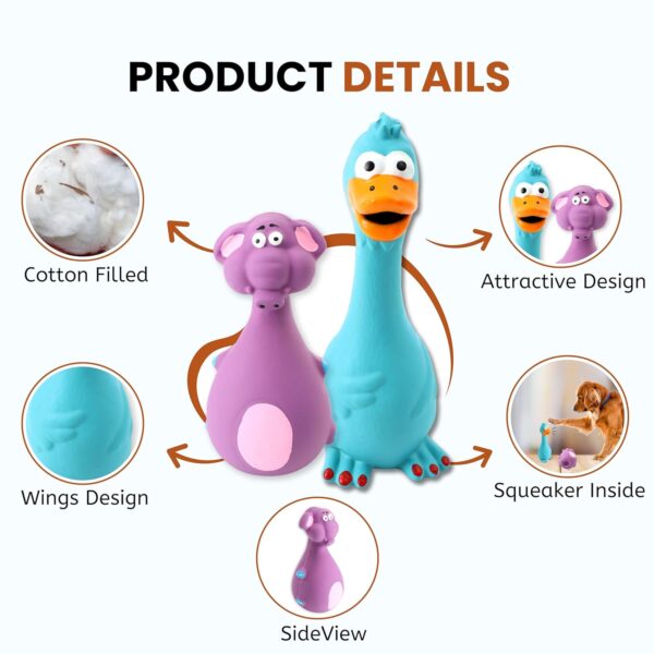 Foodie Puppies Latex Squeaky Dog Toys Combo – (Purple Elephant and Blue Duck) Animal Design, Fetch & Chew Safe Play Toy | Suitable for Cats, Kitten, Small to Medium Dogs & Puppies