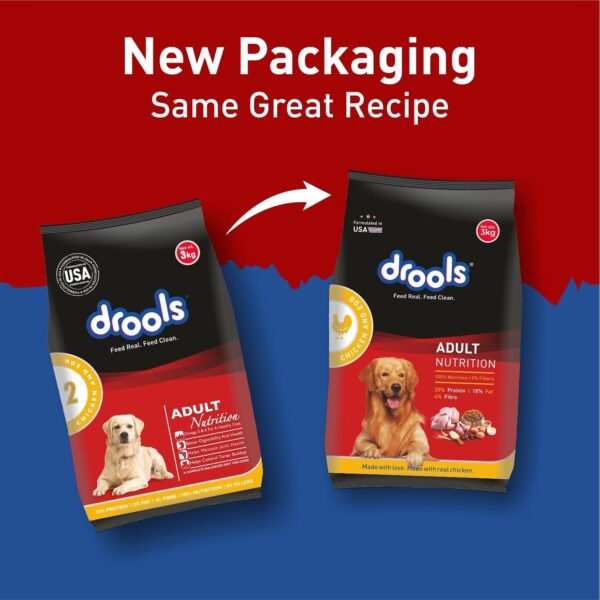 Drools Adult Dry Dog Food Chicken and Egg, 3kg with Free 1.2kg, Total 4.2 kg Pack