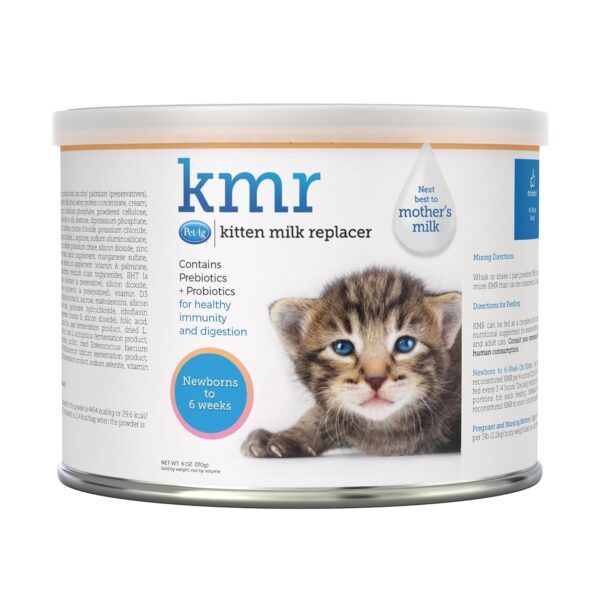Pet-Ag KMR Kitten Milk Replacer Powder - 6 oz - Powdered Kitten Formula with Prebiotics, Probiotics & Vitamins for Kittens Newborn to Six Weeks Old - Easy to Digest