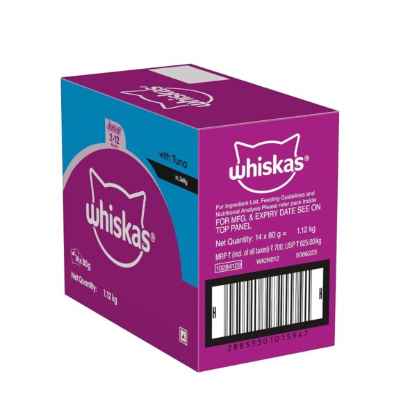 Whiskas Wet Food for Kittens (2-12 Months), Tuna in Jelly Flavour, 12 Pouches (12 x 85g)