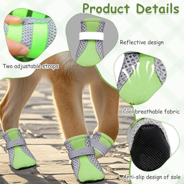 TecoKart 4 Pcs Dog Shoes Waterproof – Dog Boots Paw Protector, Breathable Dog Boots for Hot Weather, Anti-Slip Sole Dog Boots and Paw Protector Dog Booties for Small Dogs (4.8 * 5.9cm)