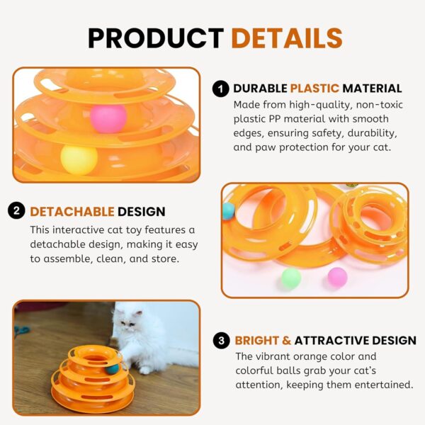 Foodie Puppies Interactive (3 Layers) Tower Track Roller with Colorful Balls for Cats and Kittens | Turntable Puzzle Toy for Mental and Physical Exercise (Color May Vary)