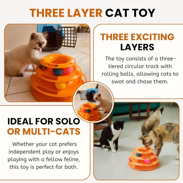 Foodie Puppies Interactive (3 Layers) Tower Track Roller with Colorful Balls for Cats and Kittens | Turntable Puzzle Toy for Mental and Physical Exercise (Color May Vary)