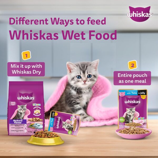 Whiskas Wet Food for Kittens (2-12 Months), Tuna in Jelly Flavour, 12 Pouches (12 x 85g)
