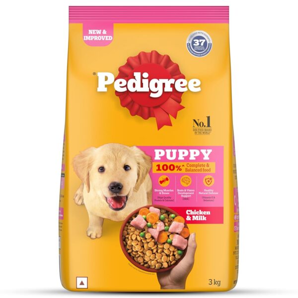 Pedigree Puppy Dry Dog Food, Chicken & Milk, 3kg Pack