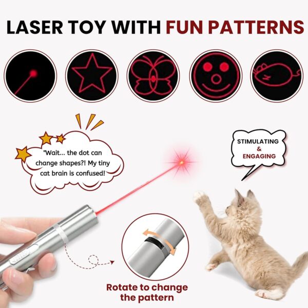 Foodie Puppies 3 in 1 USB Laser Pointer Cat Teasing Toy with 5 Adjustable Patterns I Pet Chaser Tease Stick Pointer Toys for Cats, Kitten, Puppies & Dogs I Fun Exercise & Training for Indoor & Outdoor