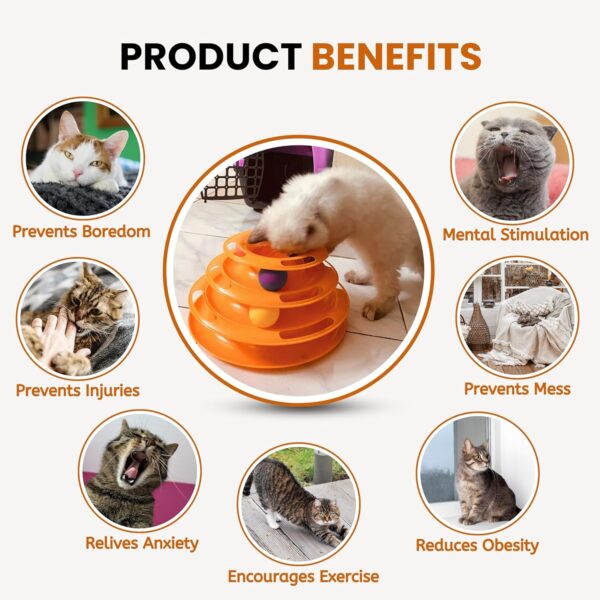 Foodie Puppies Interactive (3 Layers) Tower Track Roller with Colorful Balls for Cats and Kittens | Turntable Puzzle Toy for Mental and Physical Exercise (Color May Vary)