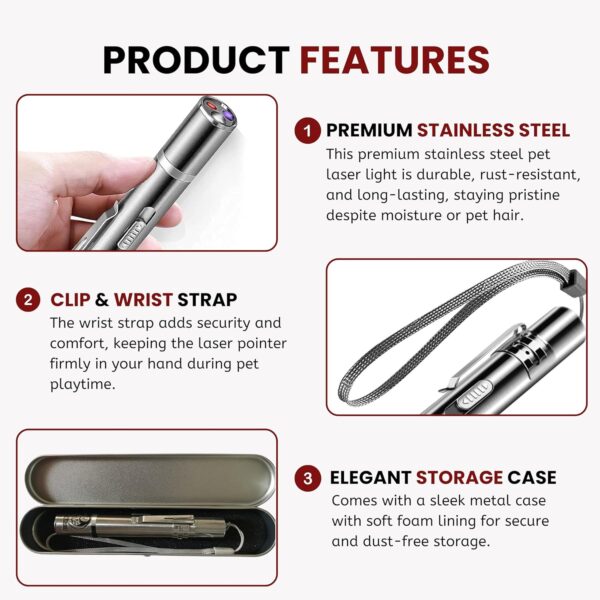 Foodie Puppies 3 in 1 USB Laser Pointer Cat Teasing Toy with 5 Adjustable Patterns I Pet Chaser Tease Stick Pointer Toys for Cats, Kitten, Puppies & Dogs I Fun Exercise & Training for Indoor & Outdoor