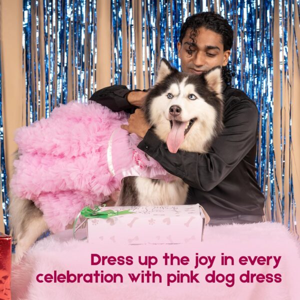Puptail Dog Dress with Lovely Dog Bandana Dog Cloths for Medium Dogs and Large Dogs Like Shish tzu, Labrador, Golden Retriever, Pug and Cat Cloths. (M, Pink)