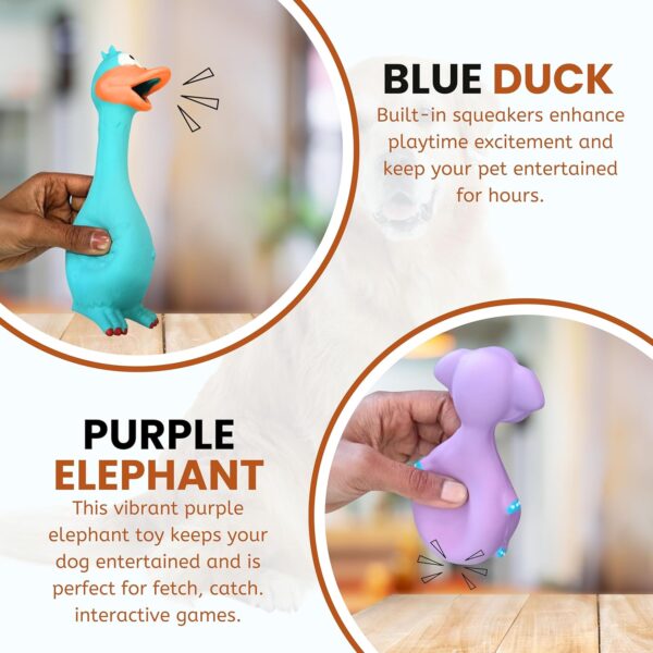Foodie Puppies Latex Squeaky Dog Toys Combo – (Purple Elephant and Blue Duck) Animal Design, Fetch & Chew Safe Play Toy | Suitable for Cats, Kitten, Small to Medium Dogs & Puppies